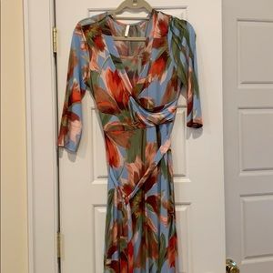 Pink blush coral floral sash tie maxi